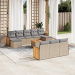 vidaXL Set canapele de grădină cu perne, 11 piese, bej, poliratan vidaXL Set canapele de grădină cu perne, 11 piese, bej, poliratan