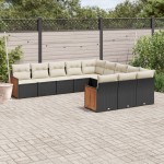 vidaXL Set canapele de grădină cu perne, 11 piese, negru, poliratan vidaXL Set canapele de grădină cu perne, 11 piese, negru, poliratan