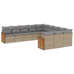 vidaXL Set canapele de grădină cu perne, 11 piese, bej, poliratan vidaXL Set canapele de grădină cu perne, 11 piese, bej, poliratan
