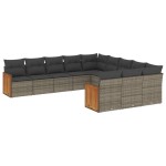 vidaXL Set canapele de grădină cu perne, 11 piese, gri, poliratan vidaXL Set canapele de grădină cu perne, 11 piese, gri, poliratan