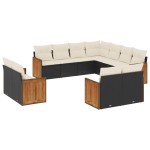 vidaXL Set canapele de grădină cu perne, 11 piese, negru, poliratan