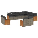 vidaXL Set canapea de grădină cu perne, 12 piese, gri, poliratan vidaXL Set canapea de grădină cu perne, 12 piese, gri, poliratan