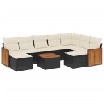 vidaXL Set canapele de grădină cu perne, 10 piese, negru, poliratan