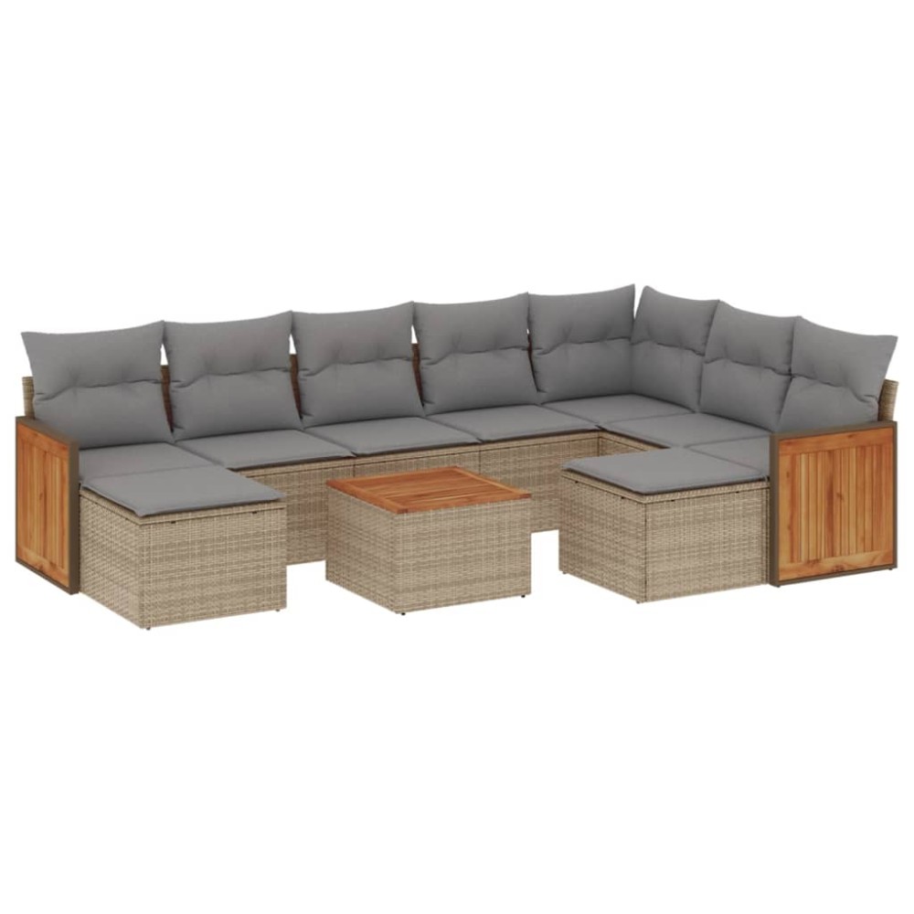 vidaXL Set canapele de grădină cu perne, 10 piese, bej, poliratan