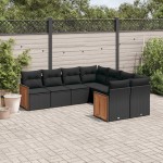 vidaXL Set mobilier de grădină cu perne, 8 piese, negru, poliratan