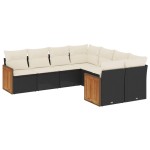 vidaXL Set mobilier de grădină cu perne, 8 piese, negru, poliratan vidaXL Set mobilier de grădină cu perne, 8 piese, negru, poliratan