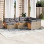 vidaXL Set canapele de grădină cu perne, 11 piese, bej, poliratan vidaXL Set canapele de grădină cu perne, 11 piese, bej, poliratan