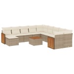 vidaXL Set canapele de grădină cu perne, 12 piese, bej, poliratan vidaXL Set canapele de grădină cu perne, 12 piese, bej, poliratan