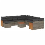 vidaXL Set canapea de grădină cu perne, 12 piese, gri, poliratan vidaXL Set canapea de grădină cu perne, 12 piese, gri, poliratan
