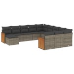 vidaXL Set canapea de grădină cu perne, 12 piese, gri, poliratan vidaXL Set canapea de grădină cu perne, 12 piese, gri, poliratan