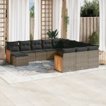 vidaXL Set canapea de grădină cu perne, 12 piese, gri, poliratan vidaXL Set canapea de grădină cu perne, 12 piese, gri, poliratan