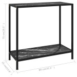 vidaXL Masă consolă, negru, 80 x 35 x 75 cm, sticlă securizată