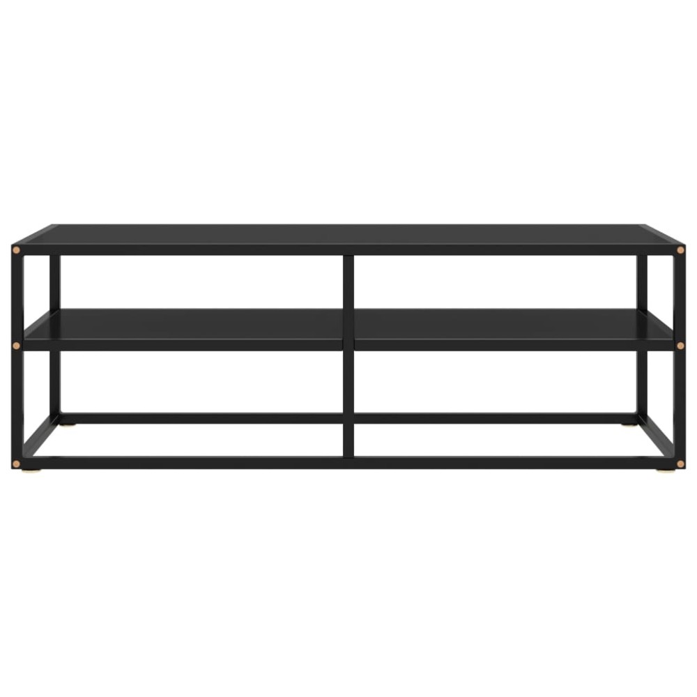 vidaXL Comodă TV neagră cu sticlă neagră, 120 x 40 x 40 cm