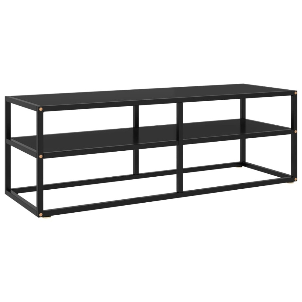 vidaXL Comodă TV neagră cu sticlă neagră, 120 x 40 x 40 cm