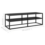 vidaXL Comodă TV neagră cu sticlă neagră, 120 x 40 x 40 cm