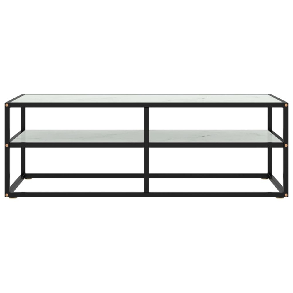 vidaXL Comodă TV, negru, 120x40x40 cm, sticlă de marmură albă