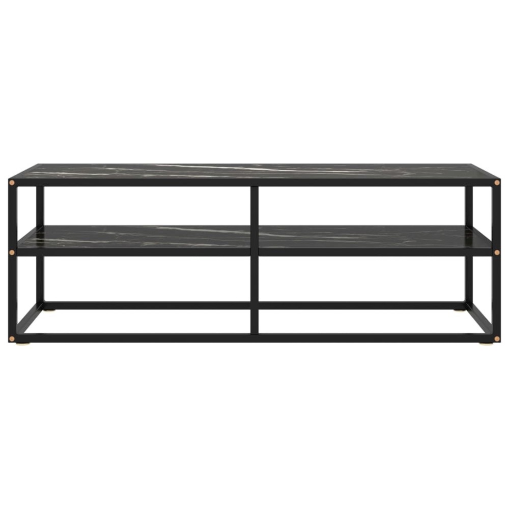 vidaXL Comodă TV, negru, 120x40x40 cm, sticlă de marmură neagră