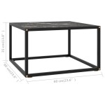 vidaXL Măsuță de cafea, negru cu sticlă neagră marmorată, 60x60x35 cm vidaXL Măsuță de cafea, negru cu sticlă neagră marmorată, 60x60x35 cm