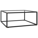 vidaXL Măsuță de cafea, negru cu sticlă securizată, 80x80x35 cm vidaXL Măsuță de cafea, negru cu sticlă securizată, 80x80x35 cm