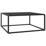 vidaXL Măsuță de cafea, neagră cu sticlă neagră, 80x80x35 cm vidaXL Măsuță de cafea, neagră cu sticlă neagră, 80x80x35 cm