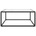 vidaXL Măsuță de cafea, neagră cu sticlă albă marmorată, 80x80x35 cm vidaXL Măsuță de cafea, neagră cu sticlă albă marmorată, 80x80x35 cm