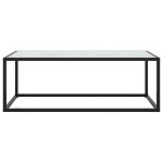 vidaXL Măsuță de cafea, negru & sticlă albă marmorată, 100x50x35 cm vidaXL Măsuță de cafea, negru & sticlă albă marmorată, 100x50x35 cm