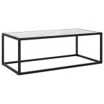 vidaXL Măsuță de cafea, negru & sticlă albă marmorată, 100x50x35 cm vidaXL Măsuță de cafea, negru & sticlă albă marmorată, 100x50x35 cm