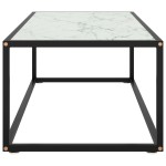 vidaXL Măsuță de cafea, negru & sticlă albă marmorată, 100x50x35 cm vidaXL Măsuță de cafea, negru & sticlă albă marmorată, 100x50x35 cm