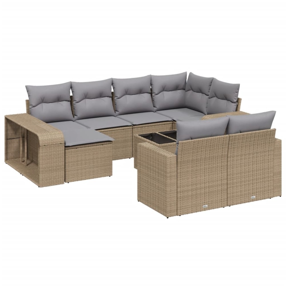 vidaXL Set canapele de grădină cu perne, 11 piese, bej, poliratan