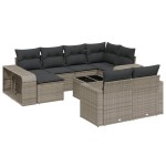 vidaXL Set canapele de grădină cu perne, 11 piese, gri, poliratan vidaXL Set canapele de grădină cu perne, 11 piese, gri, poliratan