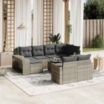 vidaXL Set canapele de grădină cu perne, 11 piese, gri, poliratan vidaXL Set canapele de grădină cu perne, 11 piese, gri, poliratan