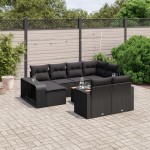 vidaXL Set canapele de grădină cu perne, 11 piese, negru, poliratan vidaXL Set canapele de grădină cu perne, 11 piese, negru, poliratan