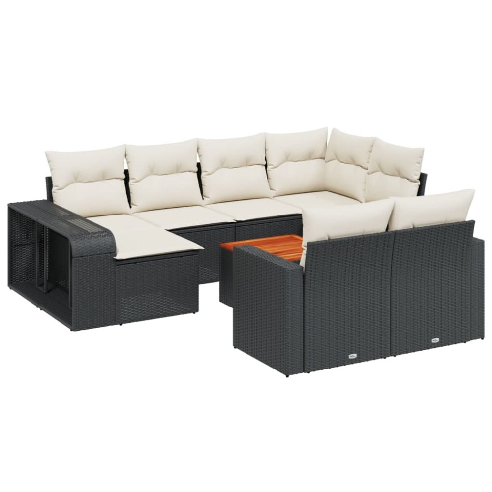 vidaXL Set canapele de grădină cu perne, 11 piese, negru, poliratan