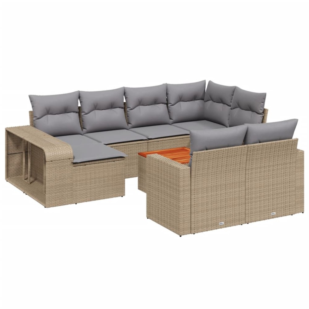 vidaXL Set canapele de grădină cu perne, 11 piese, bej, poliratan