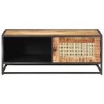 vidaXL Măsuță de cafea, 90x50x35 cm, lemn mango nefinisat & trestie vidaXL Măsuță de cafea, 90x50x35 cm, lemn mango nefinisat & trestie