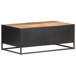 vidaXL Măsuță de cafea, 90x50x35 cm, lemn mango nefinisat & trestie vidaXL Măsuță de cafea, 90x50x35 cm, lemn mango nefinisat & trestie