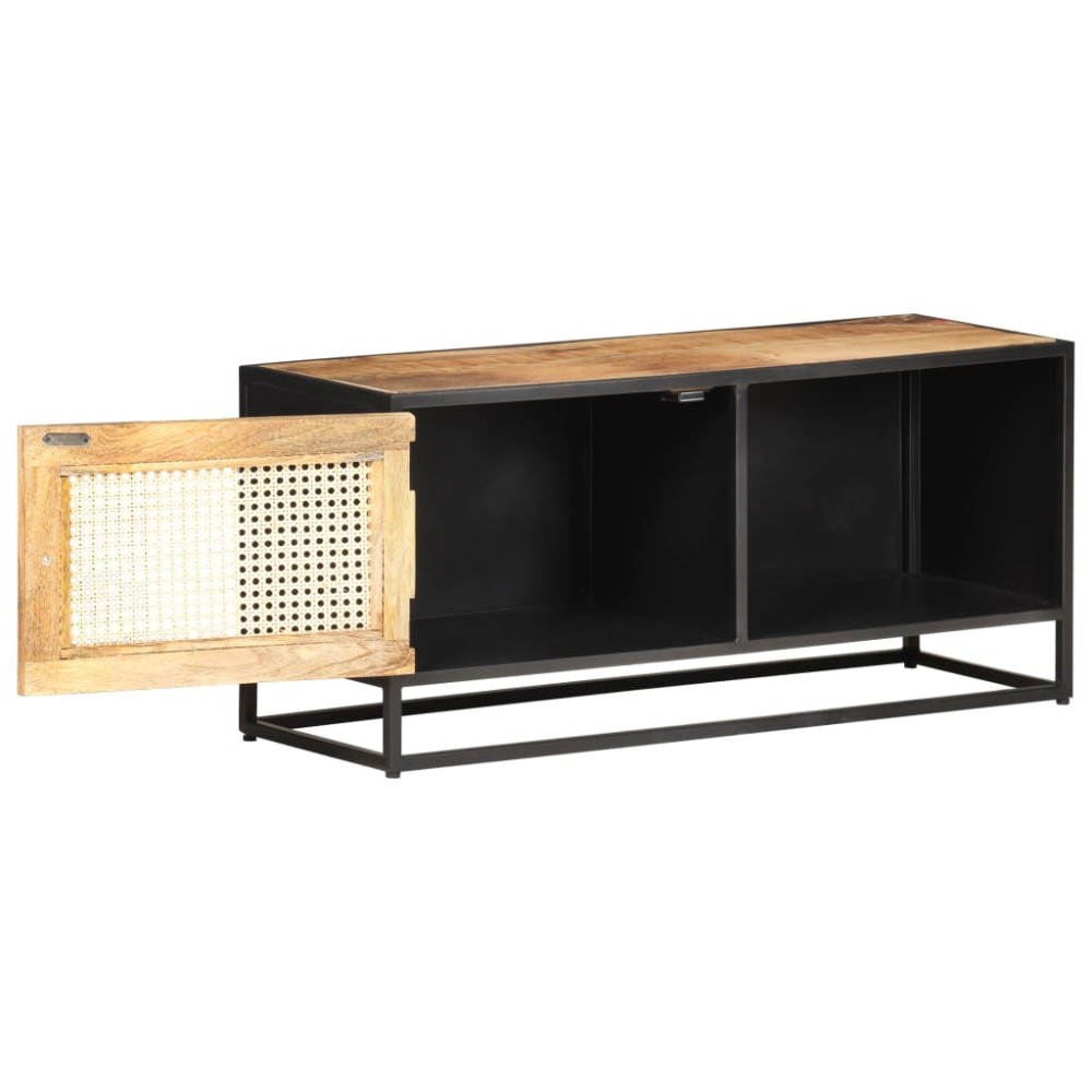 vidaXL Comodă TV, 90x30x40 cm, lemn mango & trestie de zahăr naturală
