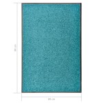 vidaXL Covoraș de ușă lavabil, cyan, 60 x 90 cm