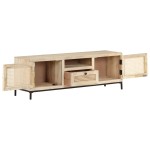vidaXL Comodă TV, 120x30x40 cm, lemn masiv mango & trestie naturală