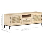 vidaXL Comodă TV, 120x30x40 cm, lemn masiv mango & trestie naturală