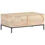 vidaXL Măsuță cafea, 90x50x37 cm, lemn masiv mango și trestie naturală vidaXL Măsuță cafea, 90x50x37 cm, lemn masiv mango și trestie naturală