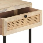 vidaXL Masă consolă, 100x35x76 cm, lemn masiv mango/trestie naturală vidaXL Masă consolă, 100x35x76 cm, lemn masiv mango/trestie naturală