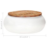 vidaXL Măsuță de cafea, alb, 68x68x30 cm, lemn masiv reciclat