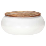 vidaXL Măsuță de cafea, alb, 68x68x30 cm, lemn masiv reciclat