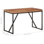 vidaXL Masă de bucătărie 120x60x76 cm lemn masiv de acacia/mango