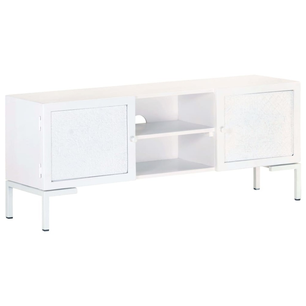 vidaXL Comodă TV, alb, 115x30x46 cm, lemn masiv de mango