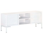 vidaXL Comodă TV, alb, 115x30x46 cm, lemn masiv de mango