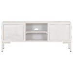 vidaXL Comodă TV, alb, 115x30x46 cm, lemn masiv de mango