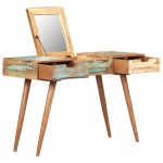 vidaXL Masă de toaletă cu oglindă, 112x45x76 cm, lemn masiv reciclat vidaXL Masă de toaletă cu oglindă, 112x45x76 cm, lemn masiv reciclat