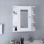 vidaXL Dulap de baie cu oglindă, alb, 66x17x63 cm, MDF vidaXL Dulap de baie cu oglindă, alb, 66x17x63 cm, MDF